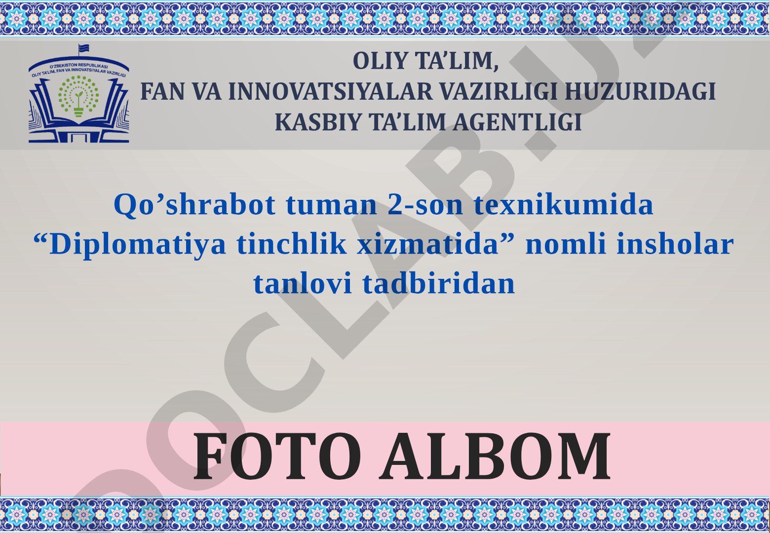 Diplomatiya tinchlik xizmatida insholar tanlovi
