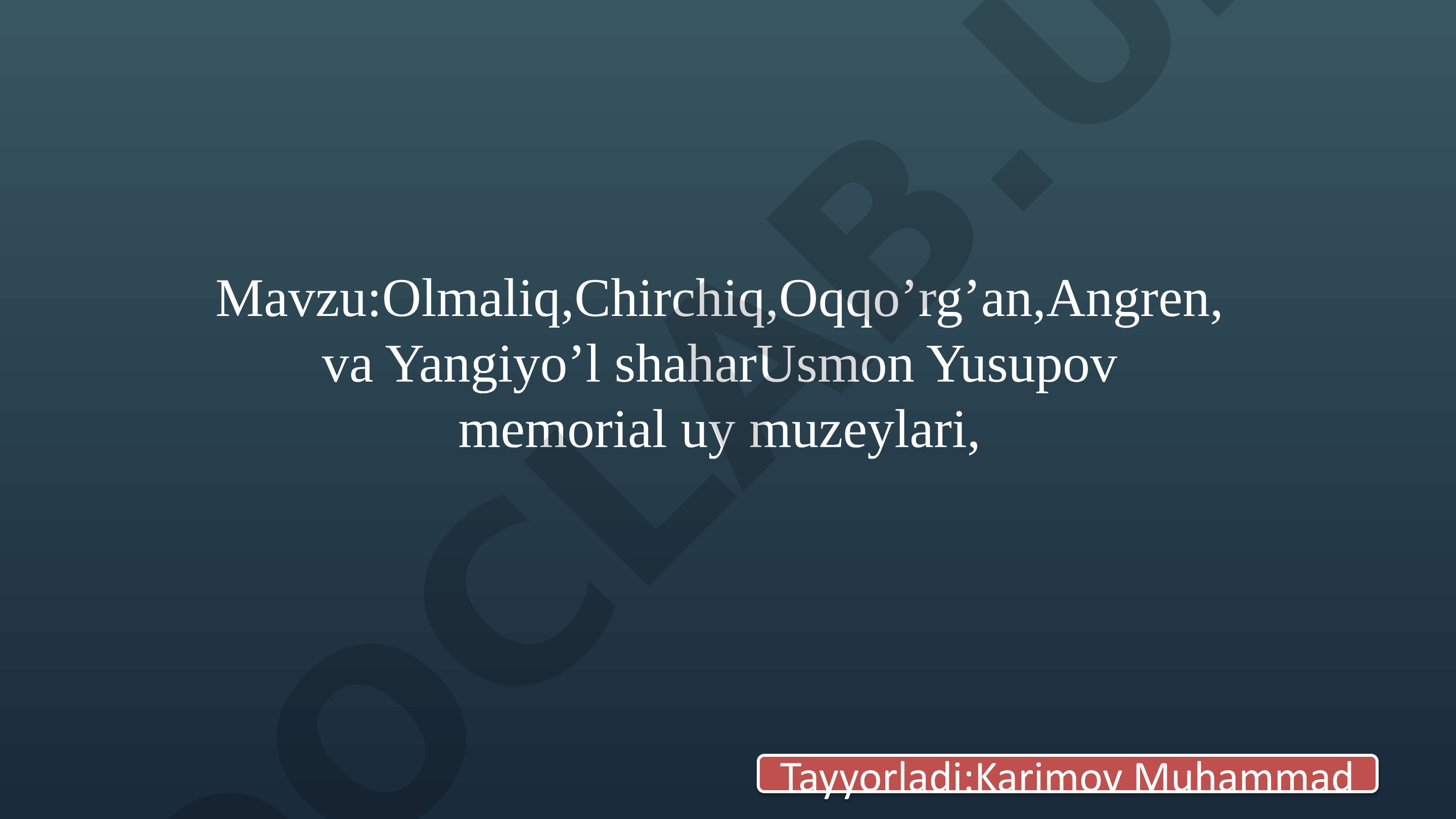 Olmaliq, Chirchiq, Oqqo'rg'an, Angren, va Yangiyo'l shahar Usmon Yusupov memorial uy muzeylari