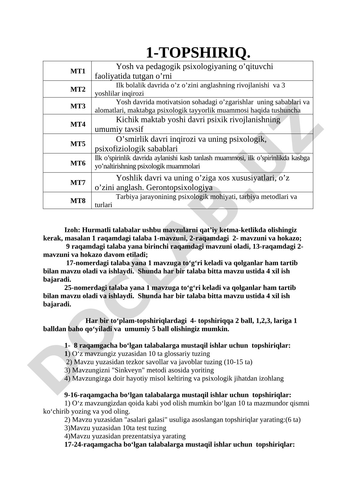 Yosh va pedagogik psixologiyaning o'qituvchi faoliyatida tutgan o'rni