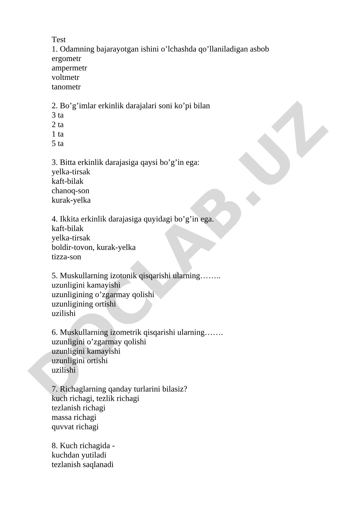 Odam harakati biomexanikasi testi