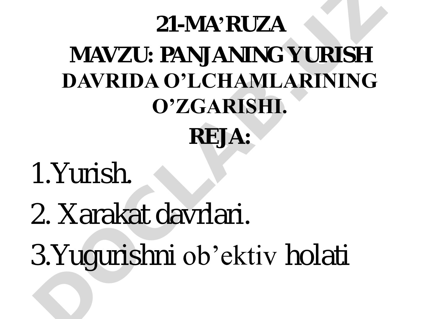 Panjaning yurish davrida o'lchamlarining o'zgarishi