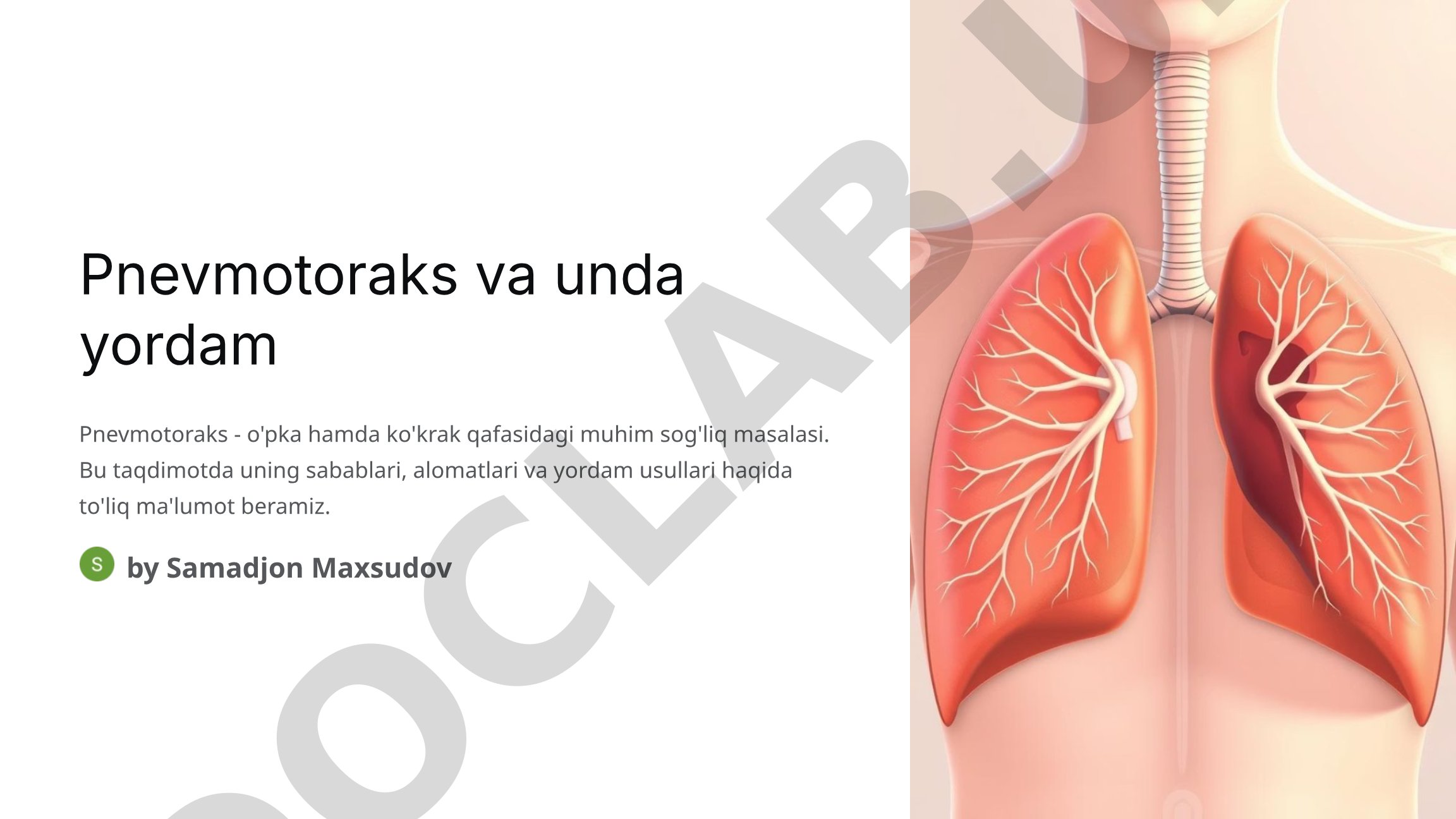 Pnevmotoraks va unda yordam