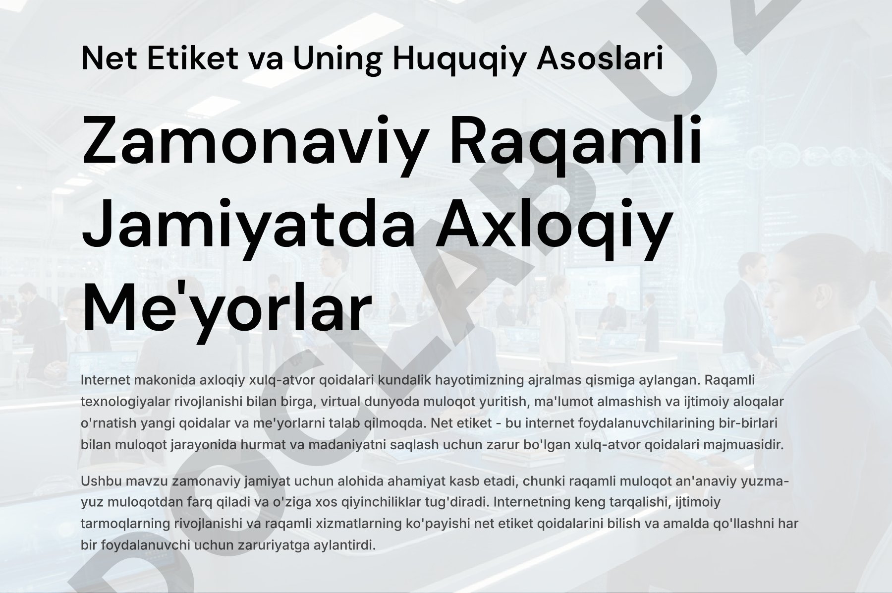 Net Etiket va Uning Huquqiy Asoslari