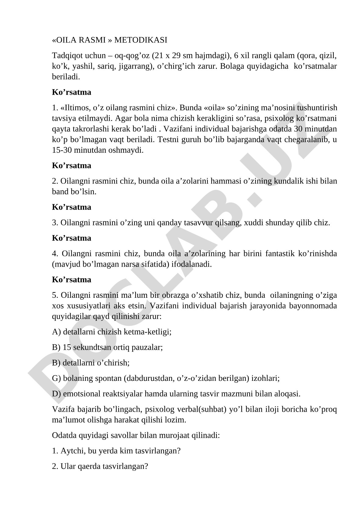 Oila rasmi metodikasi