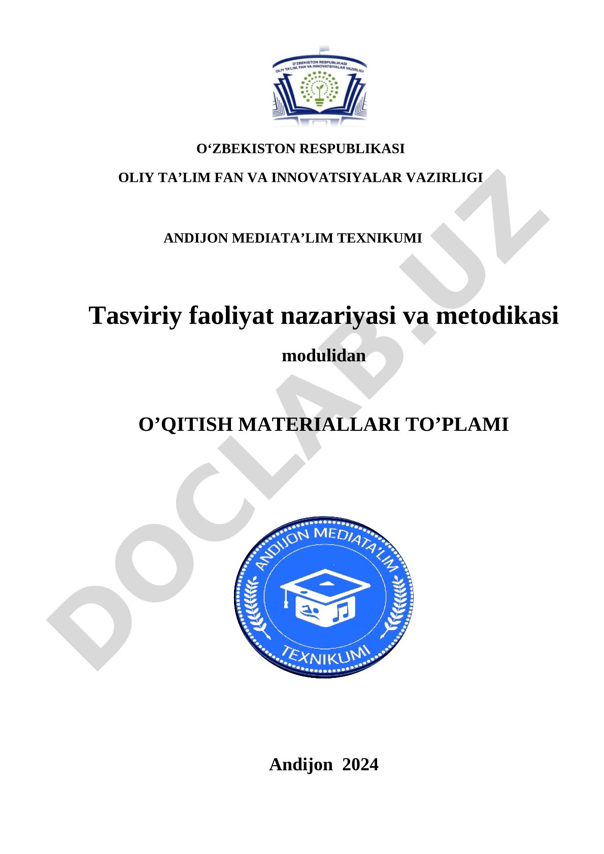 Tasviriy faoliyat nazariyasi va metodikasi o'qitish materiallari
