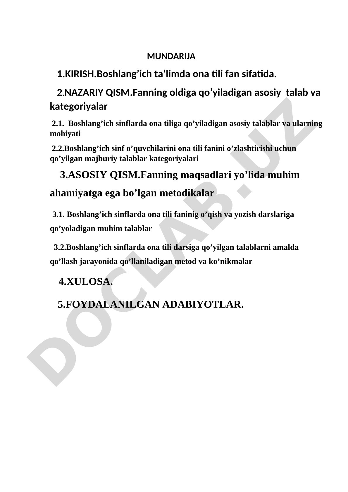 Boshlang’ich sinflarda ona tili darslariga qo’yiladigan talablar
