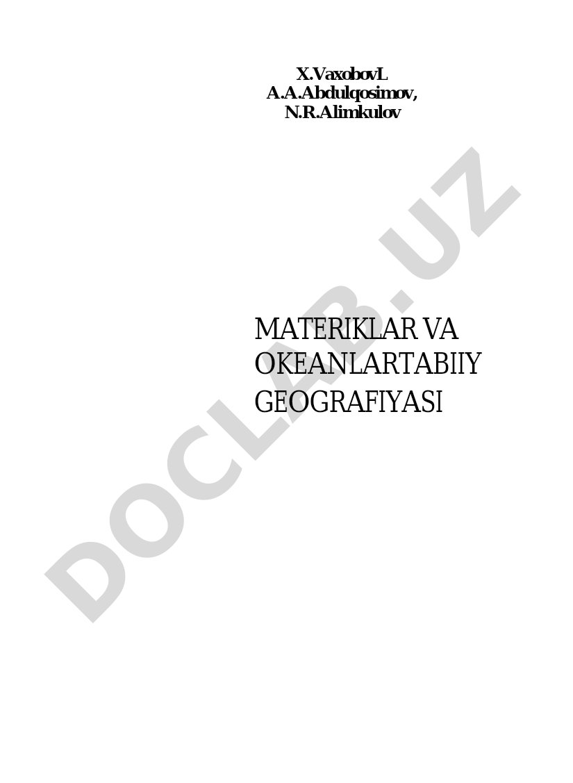 Materiklar va okeanlar tabiiy geografiyasi