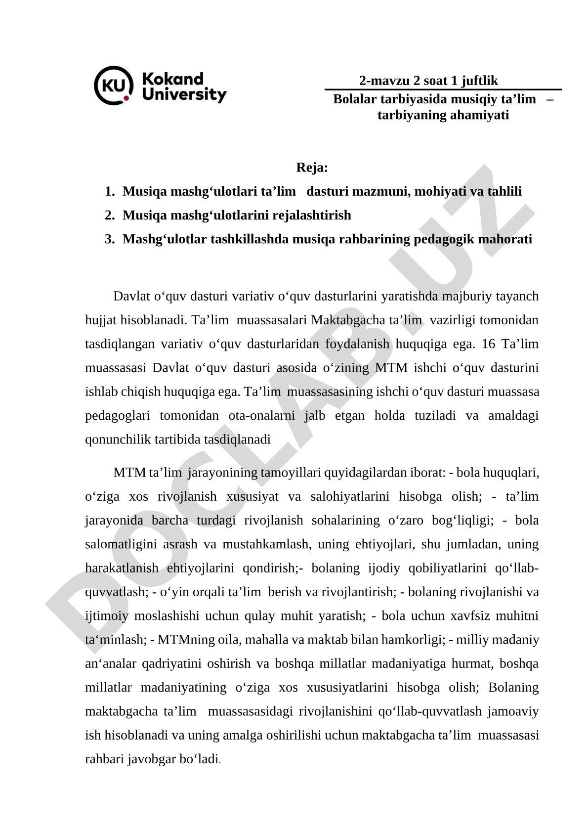 Bolalar tarbiyasida musiqiy ta’lim – tarbiyaning ahamiyati