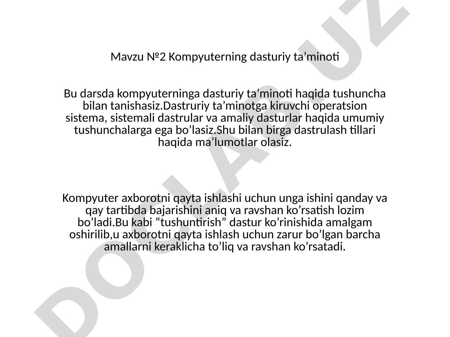 Kompyuterning dasturiy ta’minoti