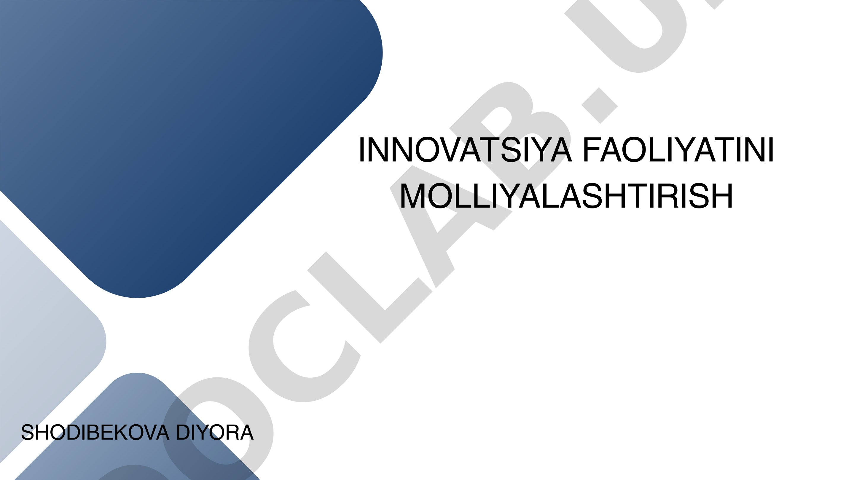 Innovatsiya faoliyati, investitsiyalar va venchurli moliyalashtirish haqida taqdimot