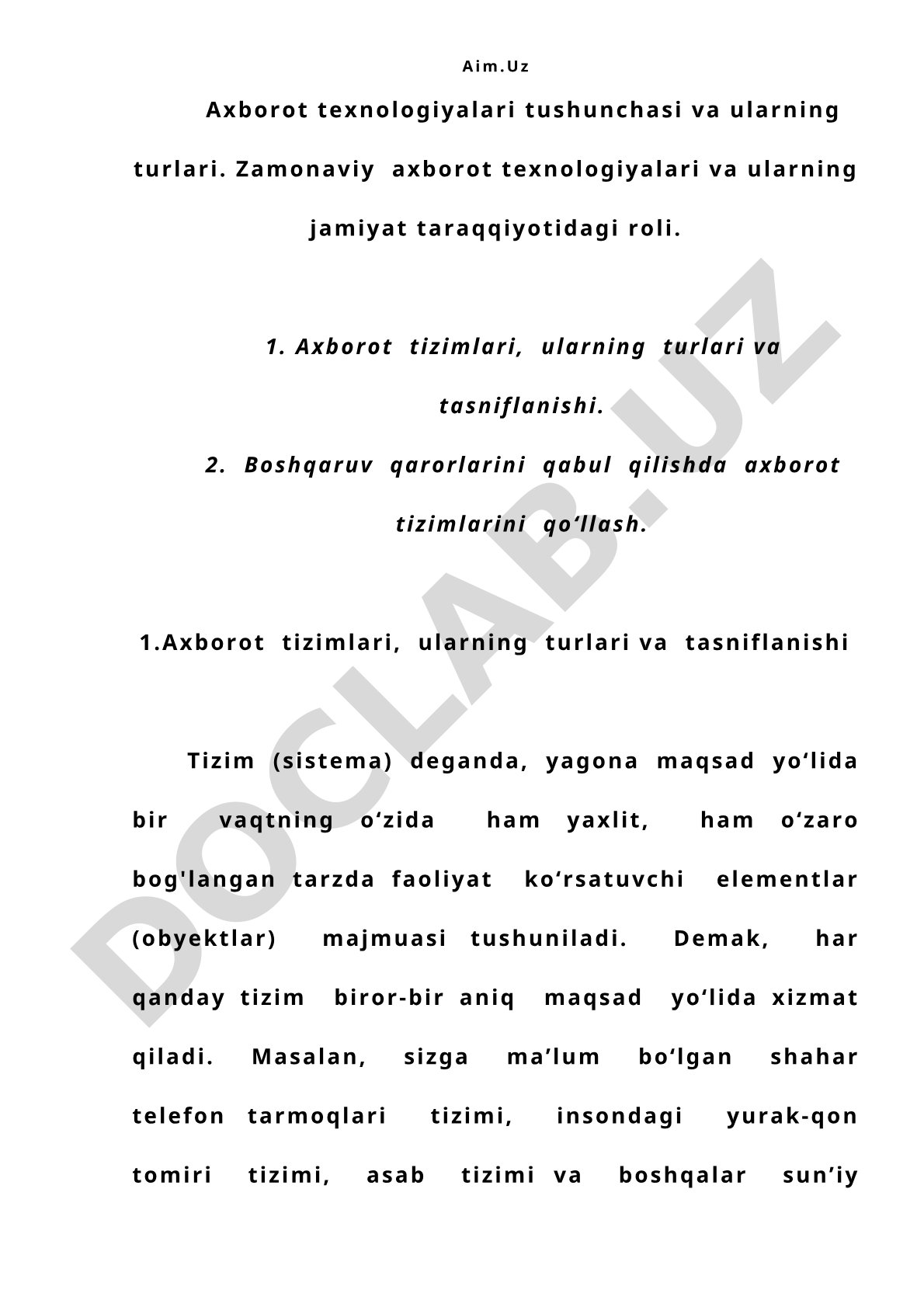 Axborot texnologiyalari tushunchasi va ularning turlari