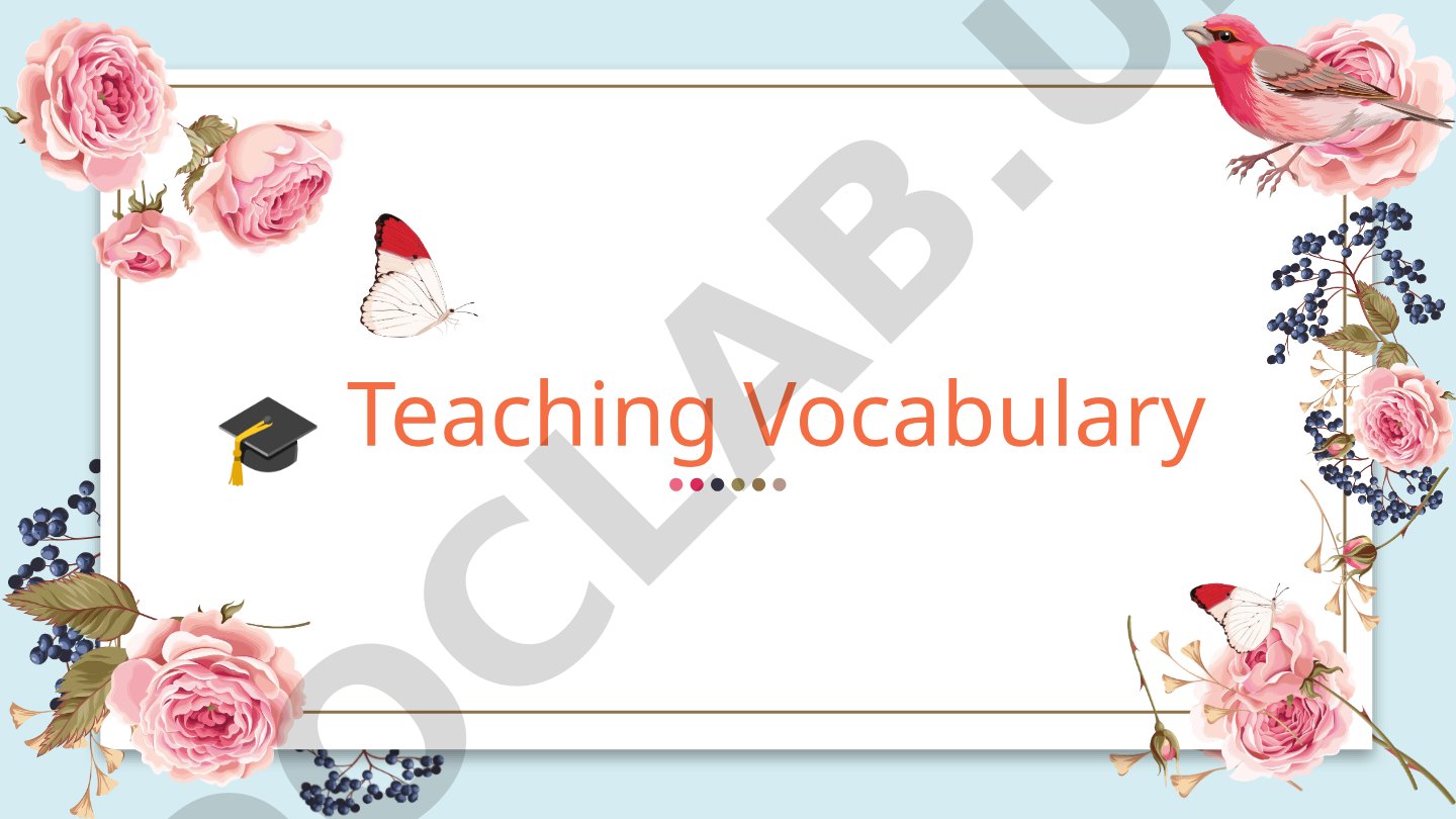 Explains importance of vocabulary and teaching methods