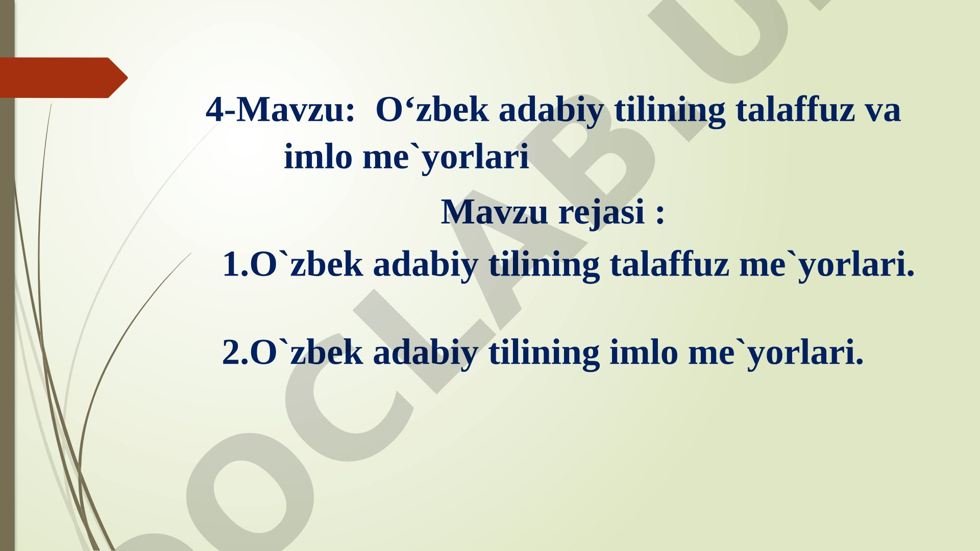 O‘zbek adabiy tilining talaffuz va imlo me`yorlari