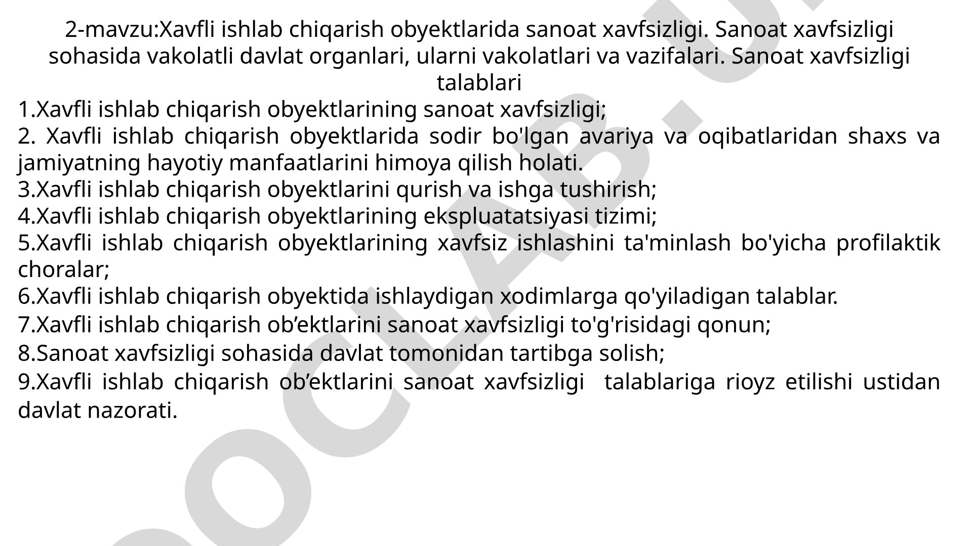 Xavfli ishlab chiqarish obyektlarida sanoat xavfsizligi