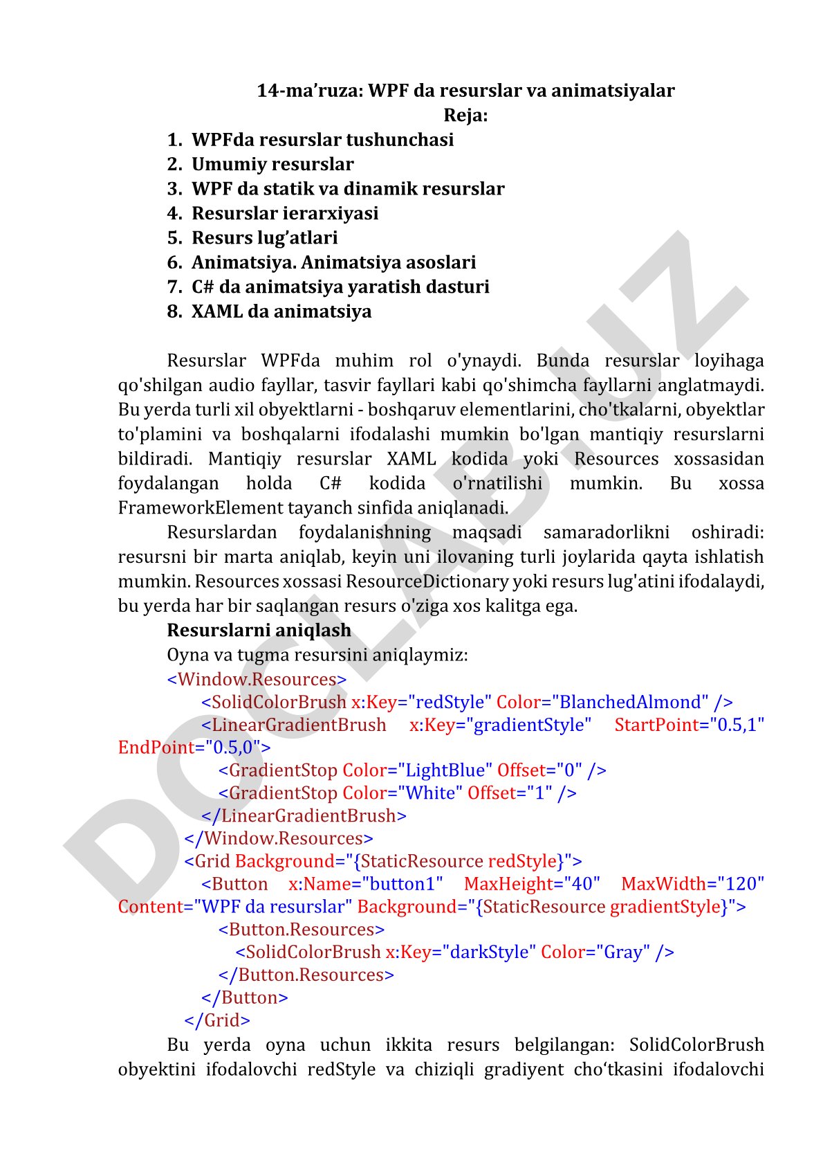 WPFda resurslar tushunchasi 2