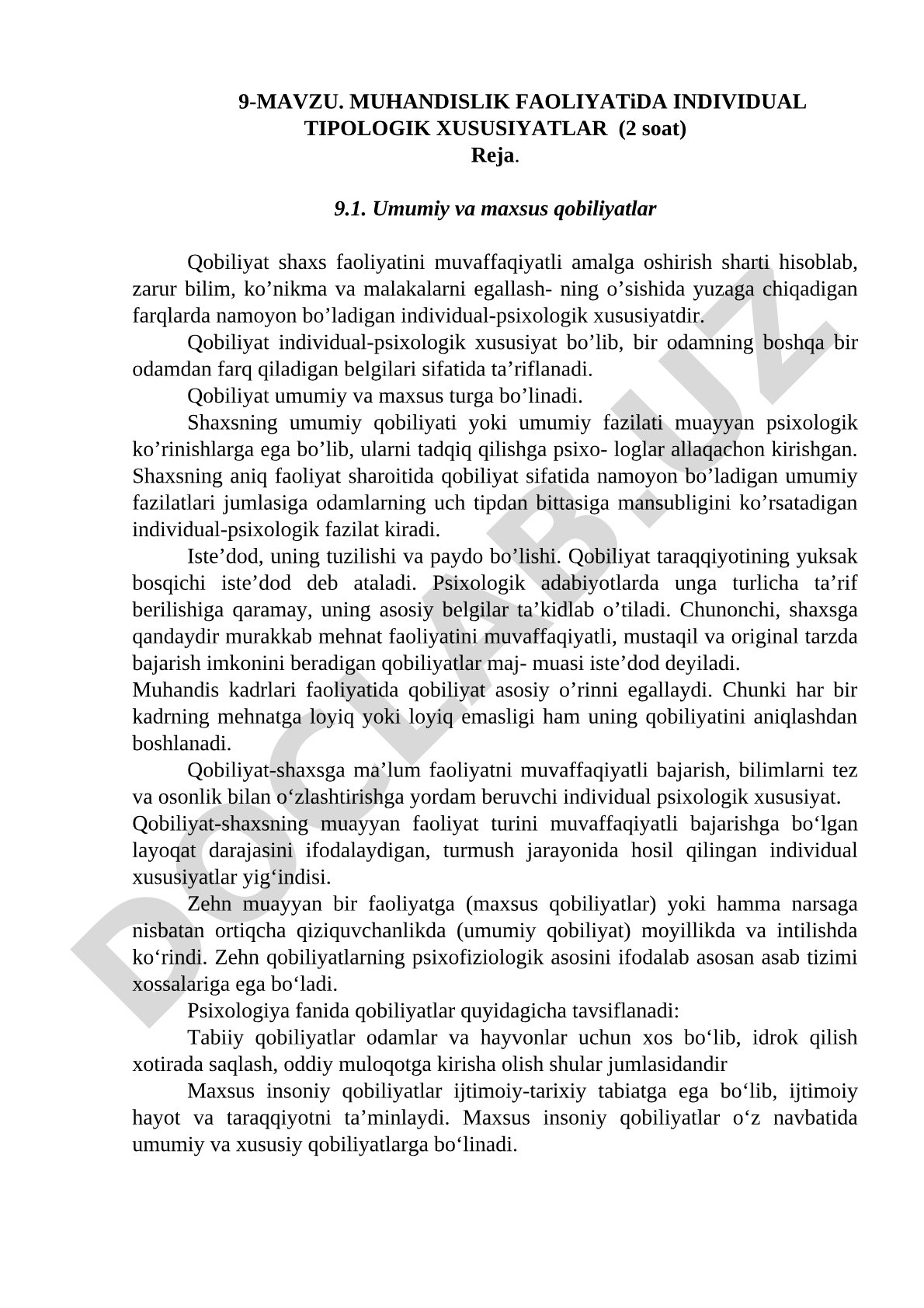 Muhandislik faoliyatida individual tipologik xususiyatlar
