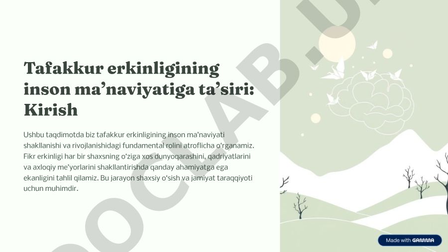 Tafakkur erkinligining inson ma'naviyatiga ta'siri