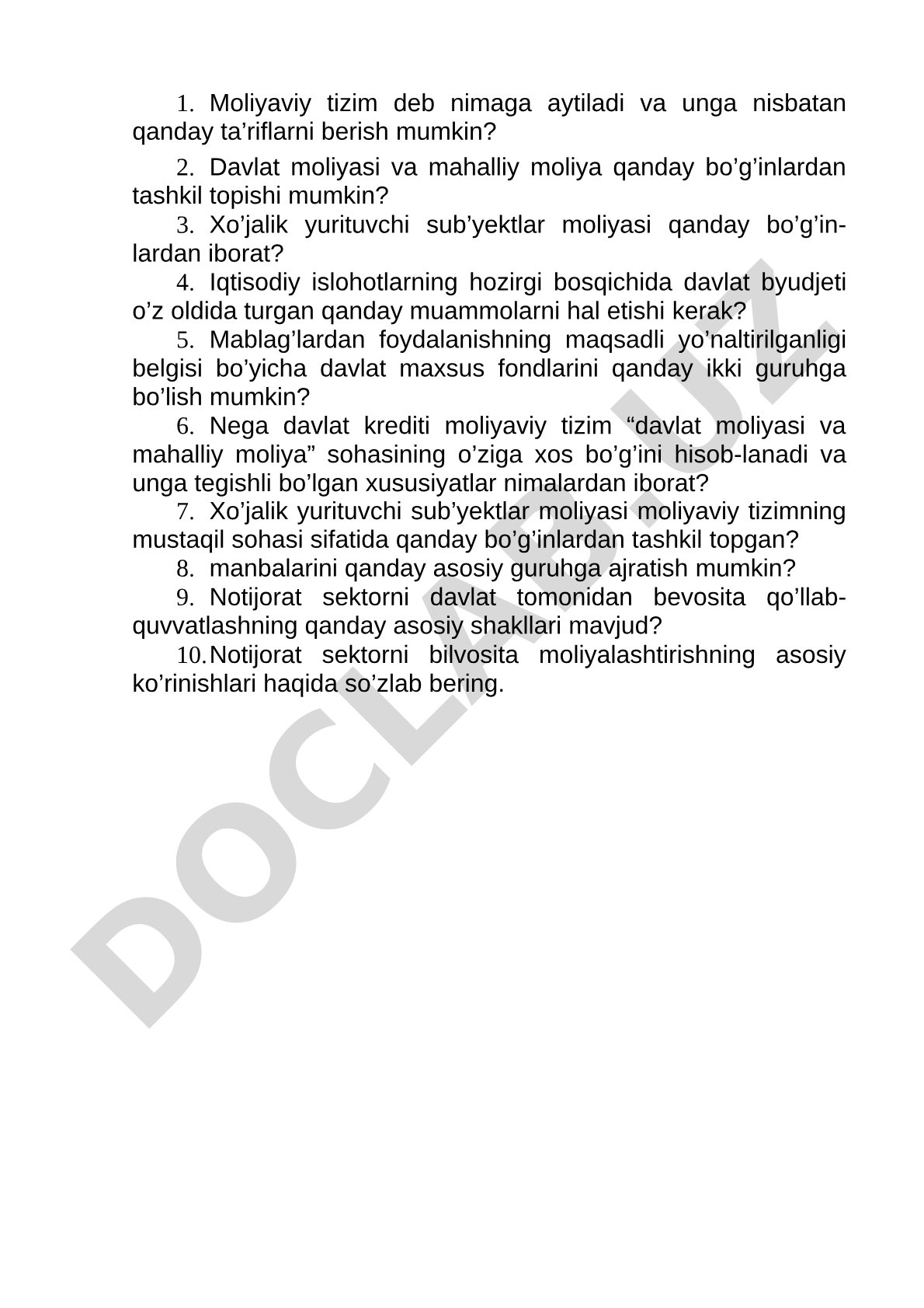 Moliyaviy tizim va uning bo'g'inlari