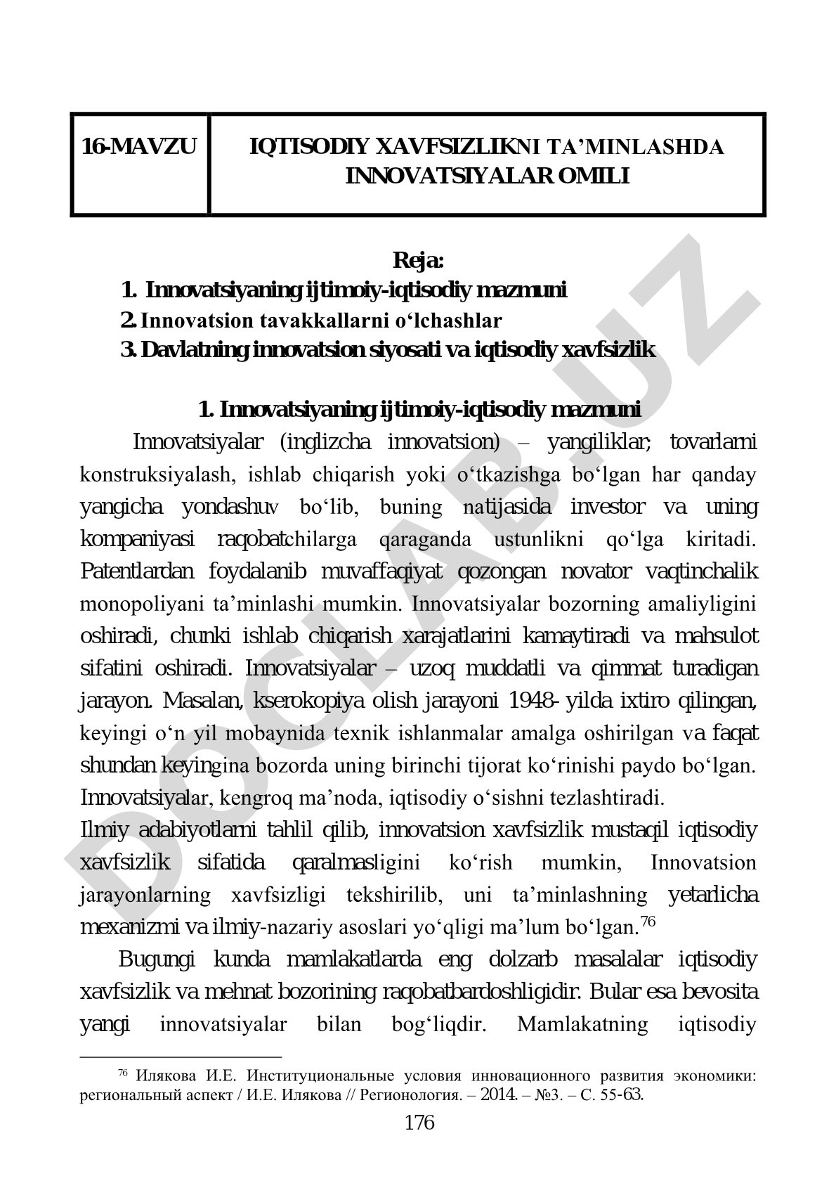 Iqtisodiy xavfsizlikni ta'minlashda innovatsiyalar omili