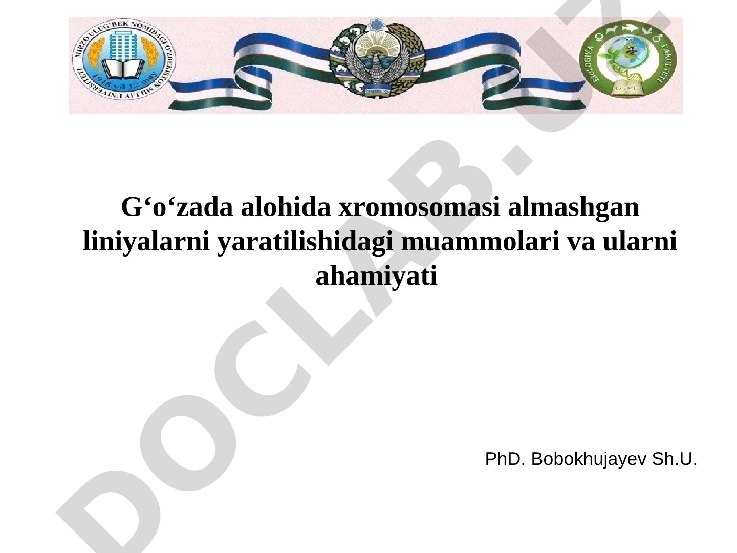 G‘o‘zada alohida xromosomasi almashgan liniyalarni yaratilishidagi muammolari va ularni ahamiyati
