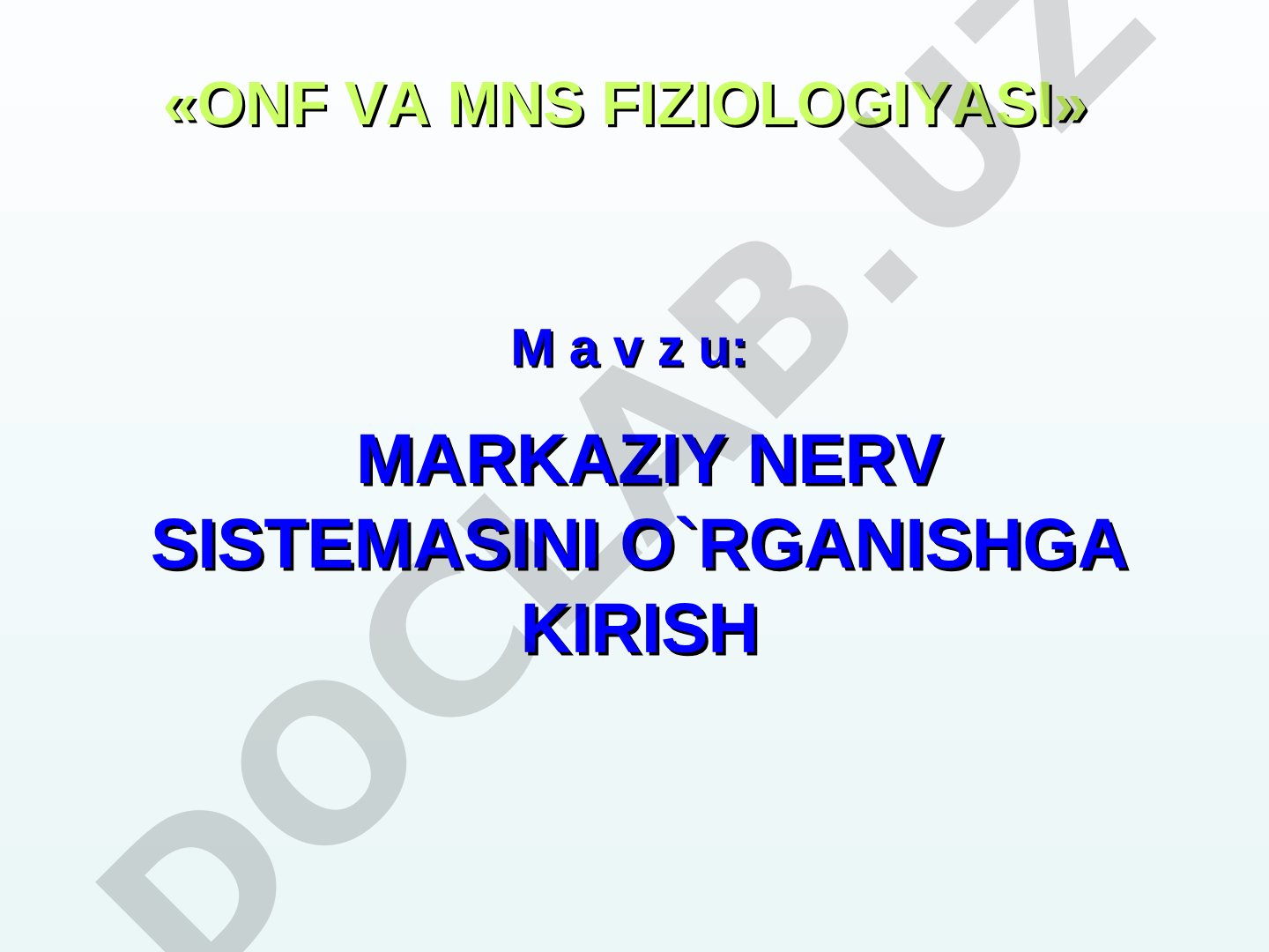 Markaziy nerv sistemasini o'rganishga kirish