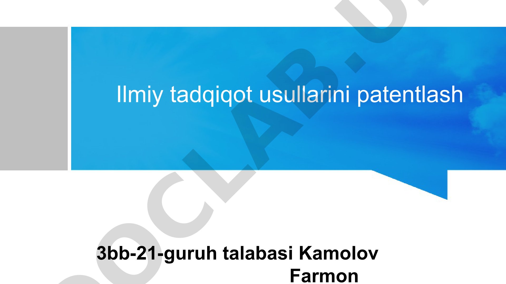 Ilmiy tadqiqot usullarini patentlash