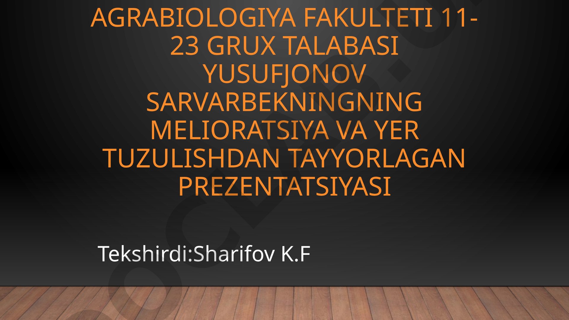 O‘zbekiston Respublikasi qishloq xo‘jaligida islohotlarni chuqurlashtirish borasidagi qonun va qarorlar