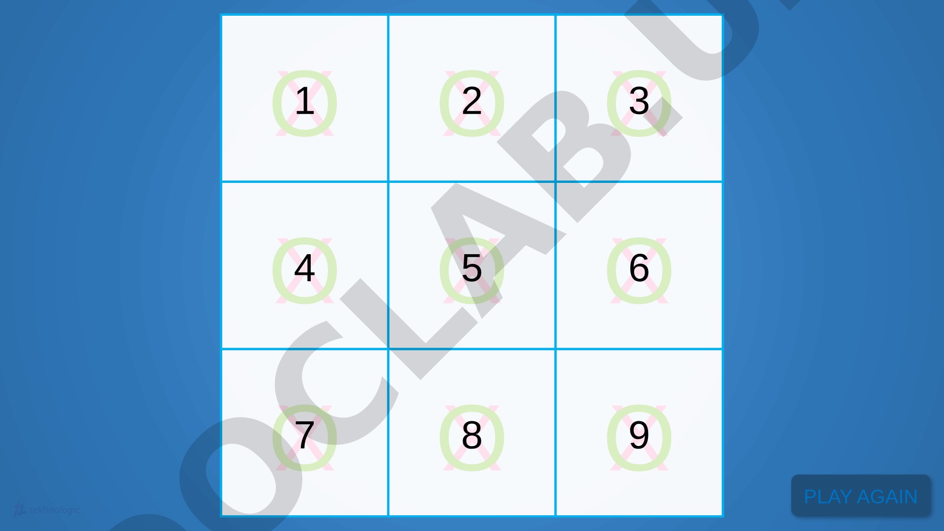 Interactive Tic-Tac-Toe game board template