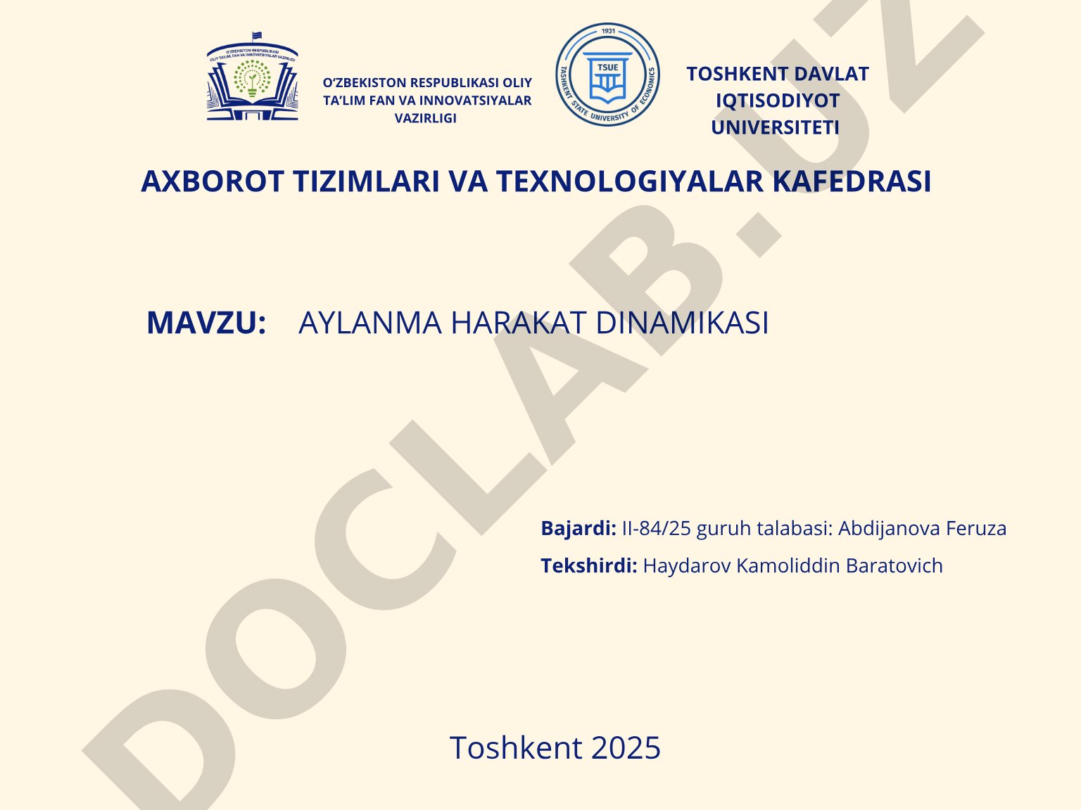AYLANMA HARAKAT DINAMIKASI