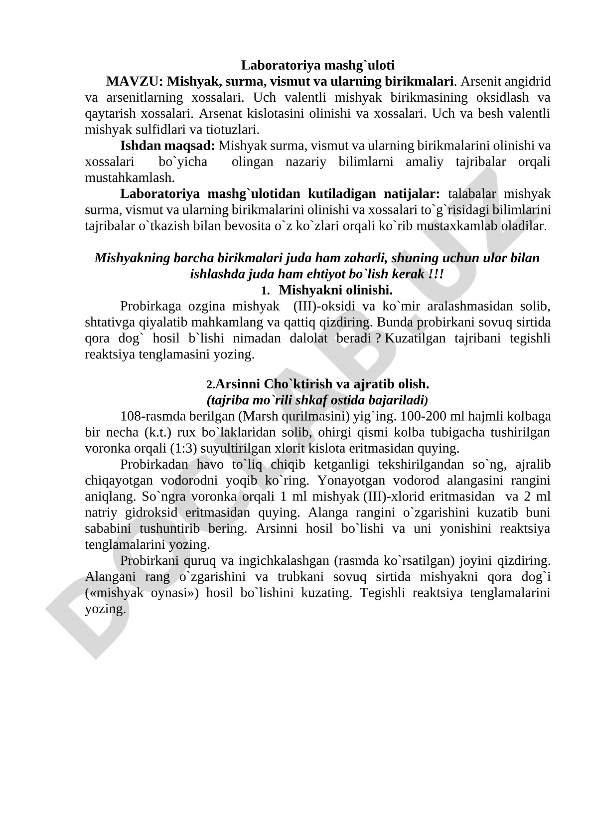 Mishyak, surma, vismut va ularning birikmalari