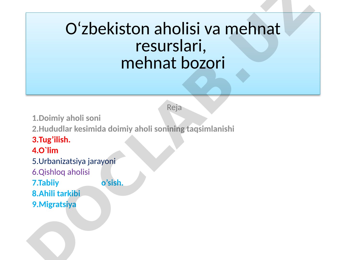 O‘zbekiston aholisi va mehnat resurslari, mehnat bozori