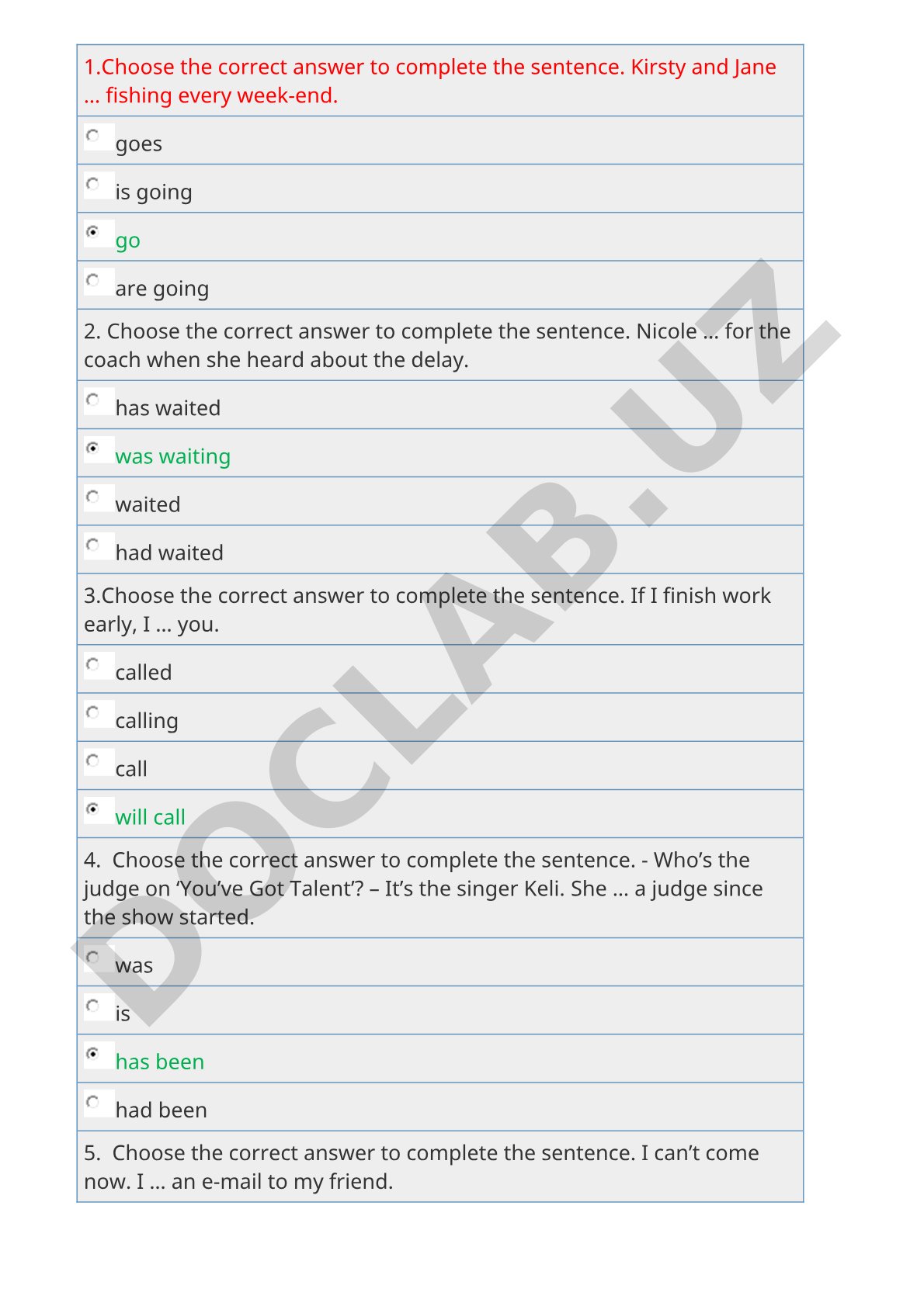 English Grammar Multiple Choice Questions