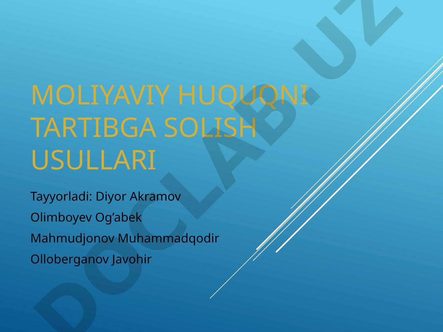 Moliyaviy huquqni tartibga solish usullari