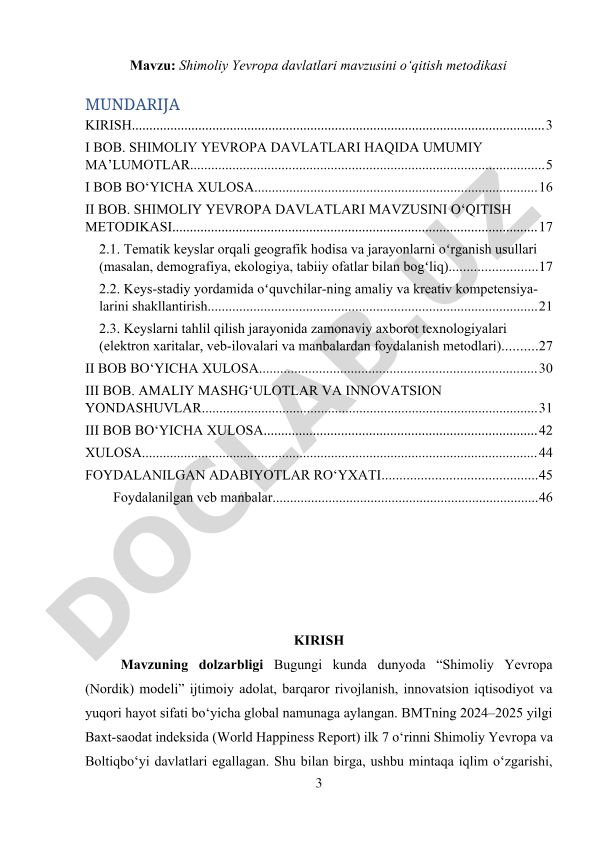 Shimoliy Yevropa davlatlari mavzusini o‘qitish metodikasi