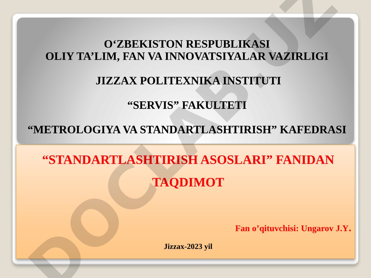 Kirish. Standartlashtirish asoslari fanining iqtisodiyotdagi o'rni va ahamiyati