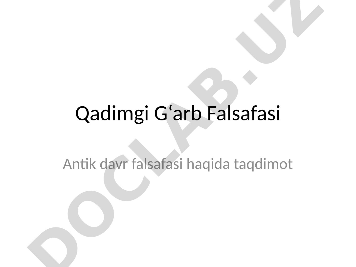 Qadimgi G‘arb falsafasi