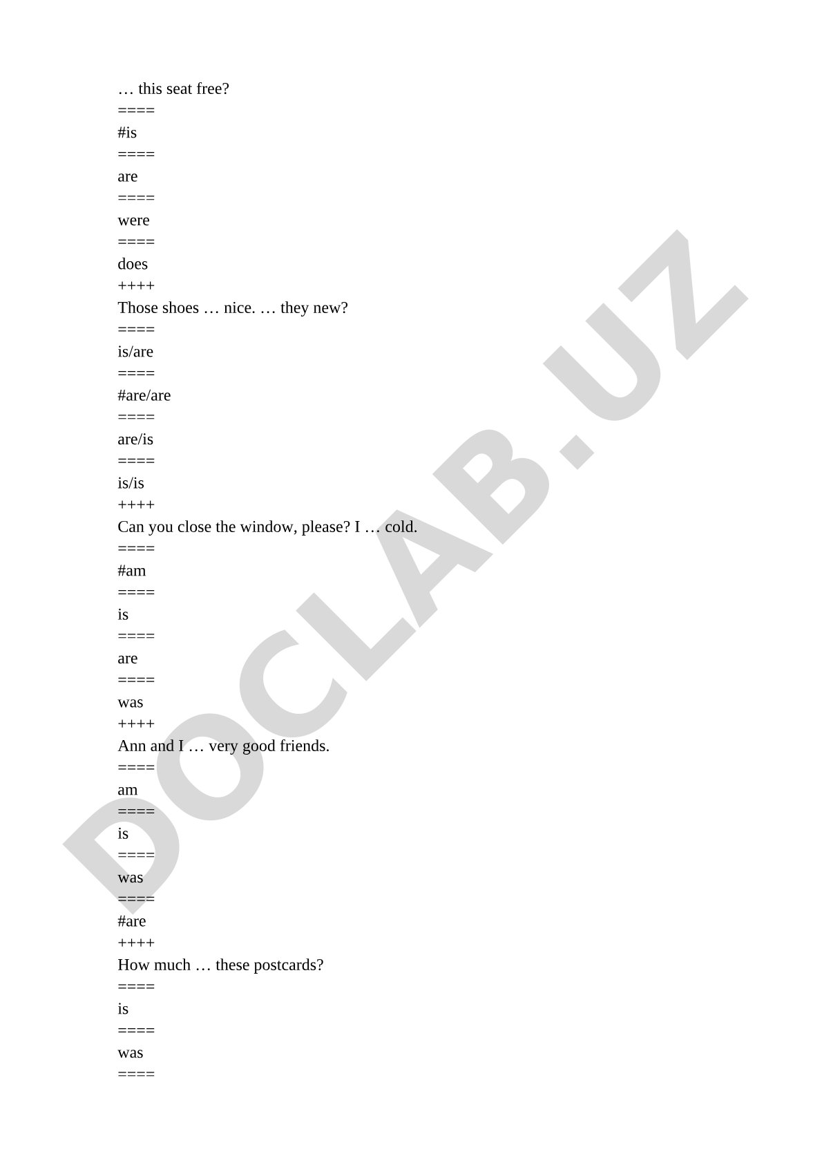 English Grammar: Verb 'To Be' Exercises