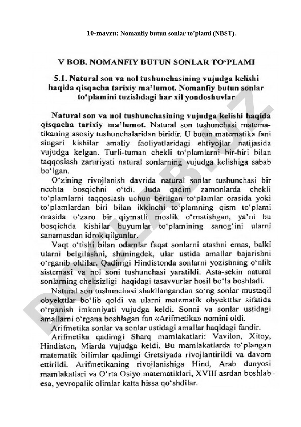 Nomanfiy butun sonlar to’plami (NBST)