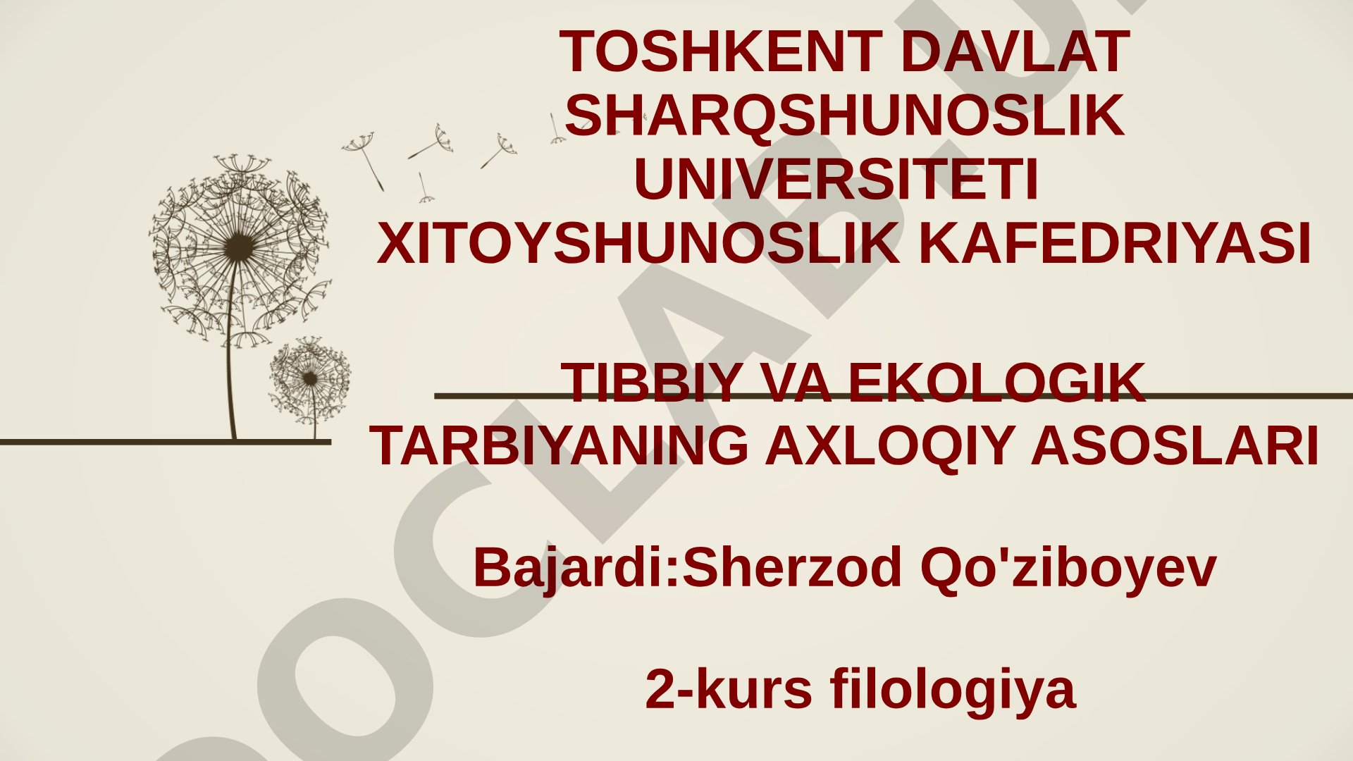Tibbiy va ekologik tarbiyaning axloqiy asoslari