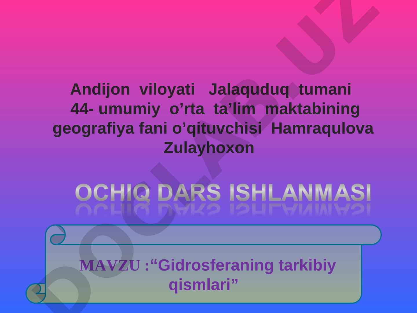 Gidrosferaning tarkibiy qismlari