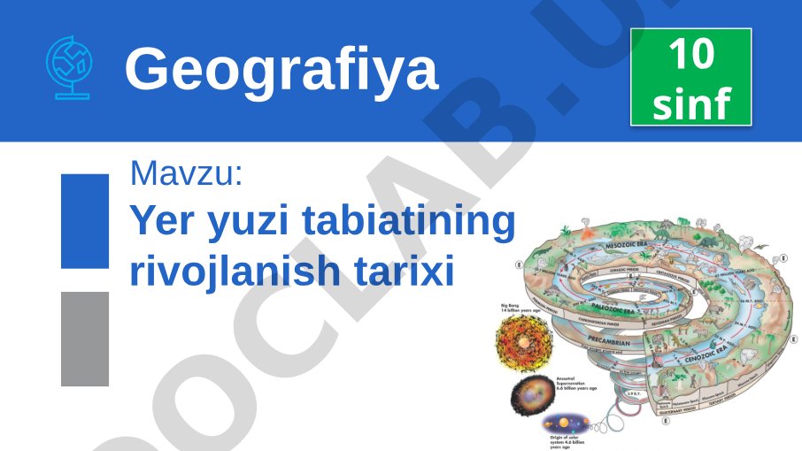 Yer yuzi tabiatining rivojlanish tarixi Geografiya 10 sinf