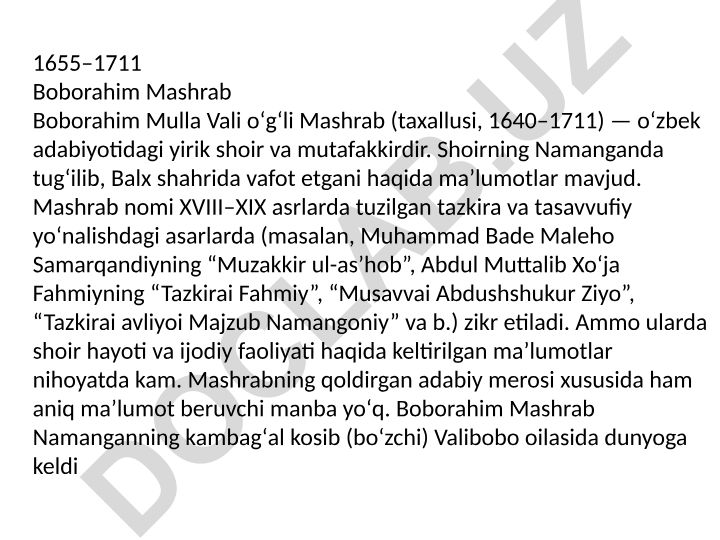 Boborahim Mashrab hayoti va ijodi