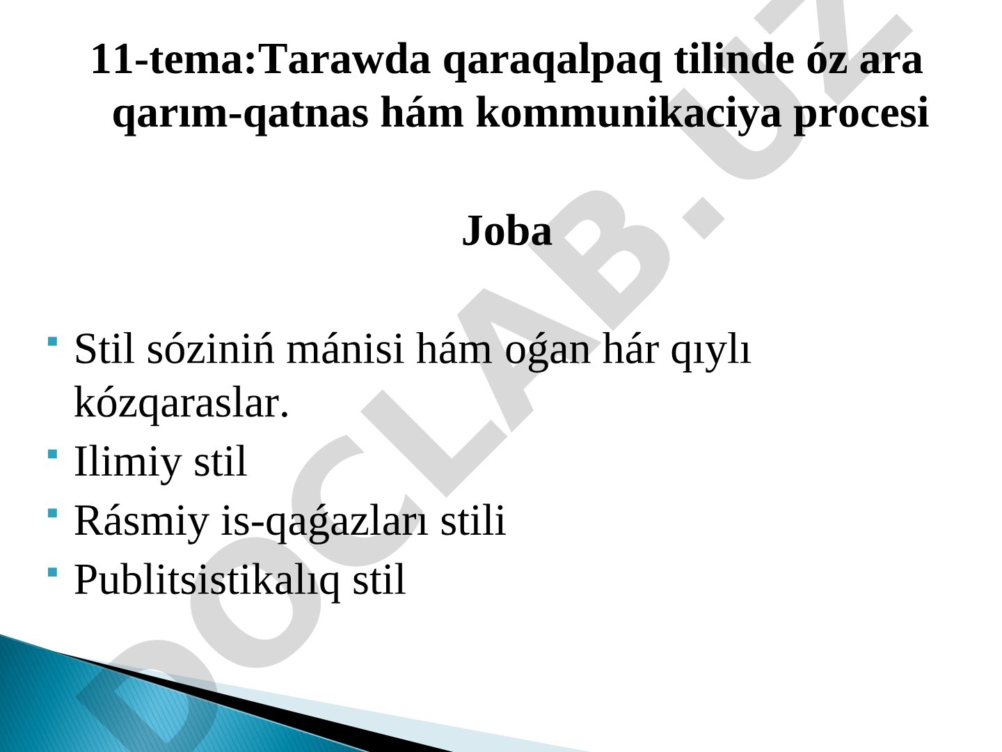 Tarawda qaraqalpaq tilinde óz ara qarım-qatnas hám kommunikaciya procesi