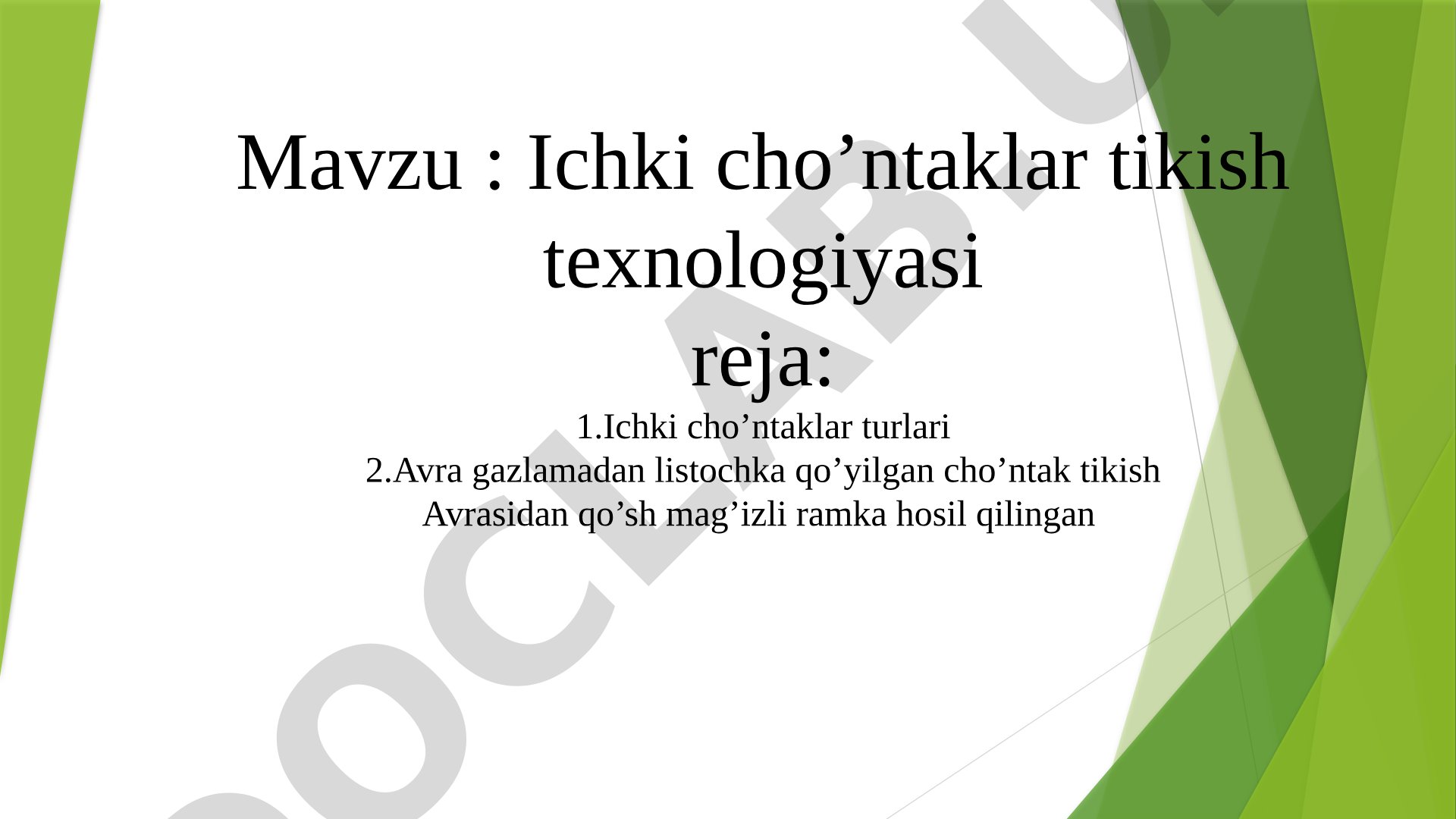 Ichki cho’ntaklar tikish texnologiyasi
