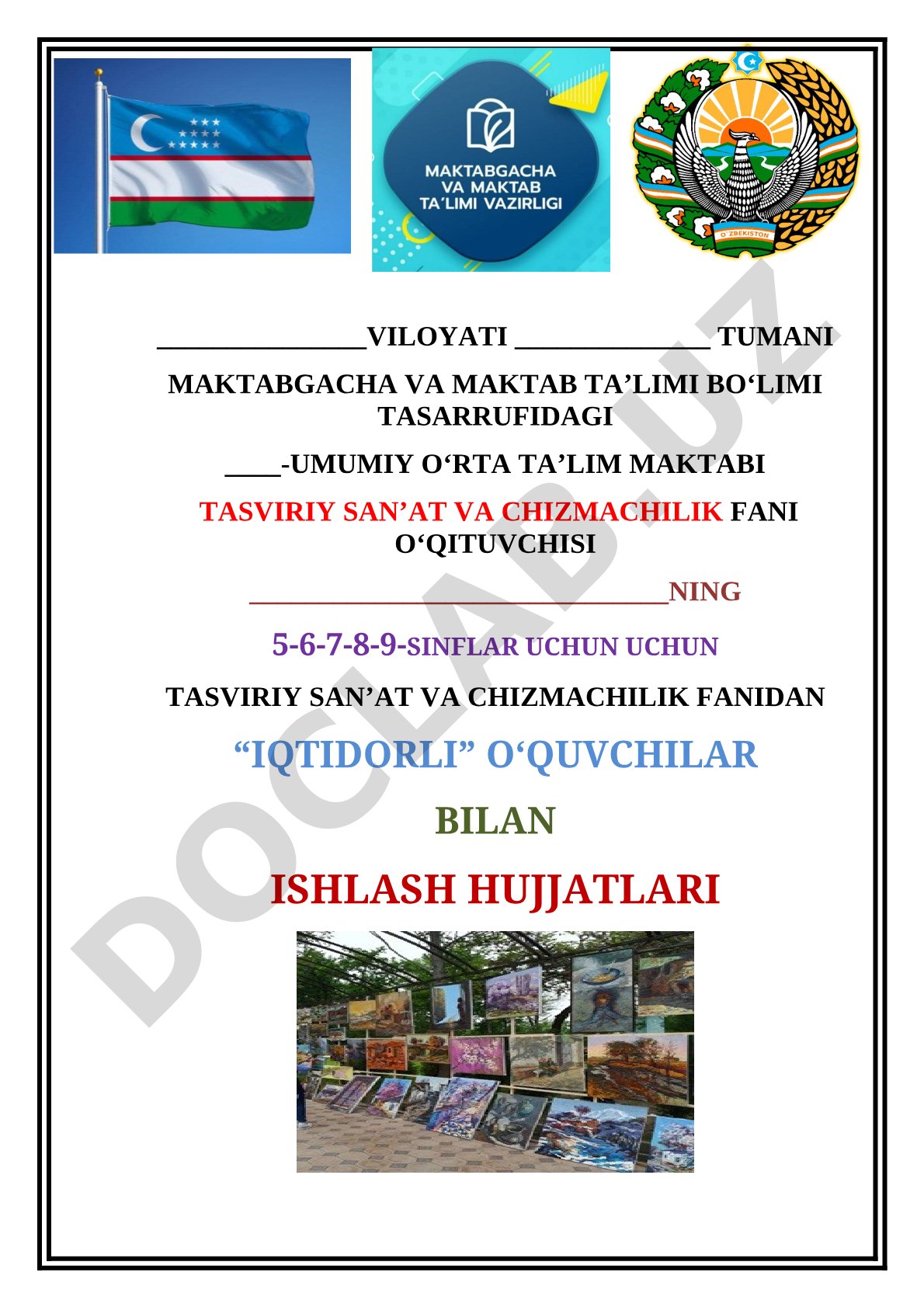 5-9-sinflar uchun tasviriy san'at va chizmachilik fanidan iqtidorli o'quvchilar bilan ishlash