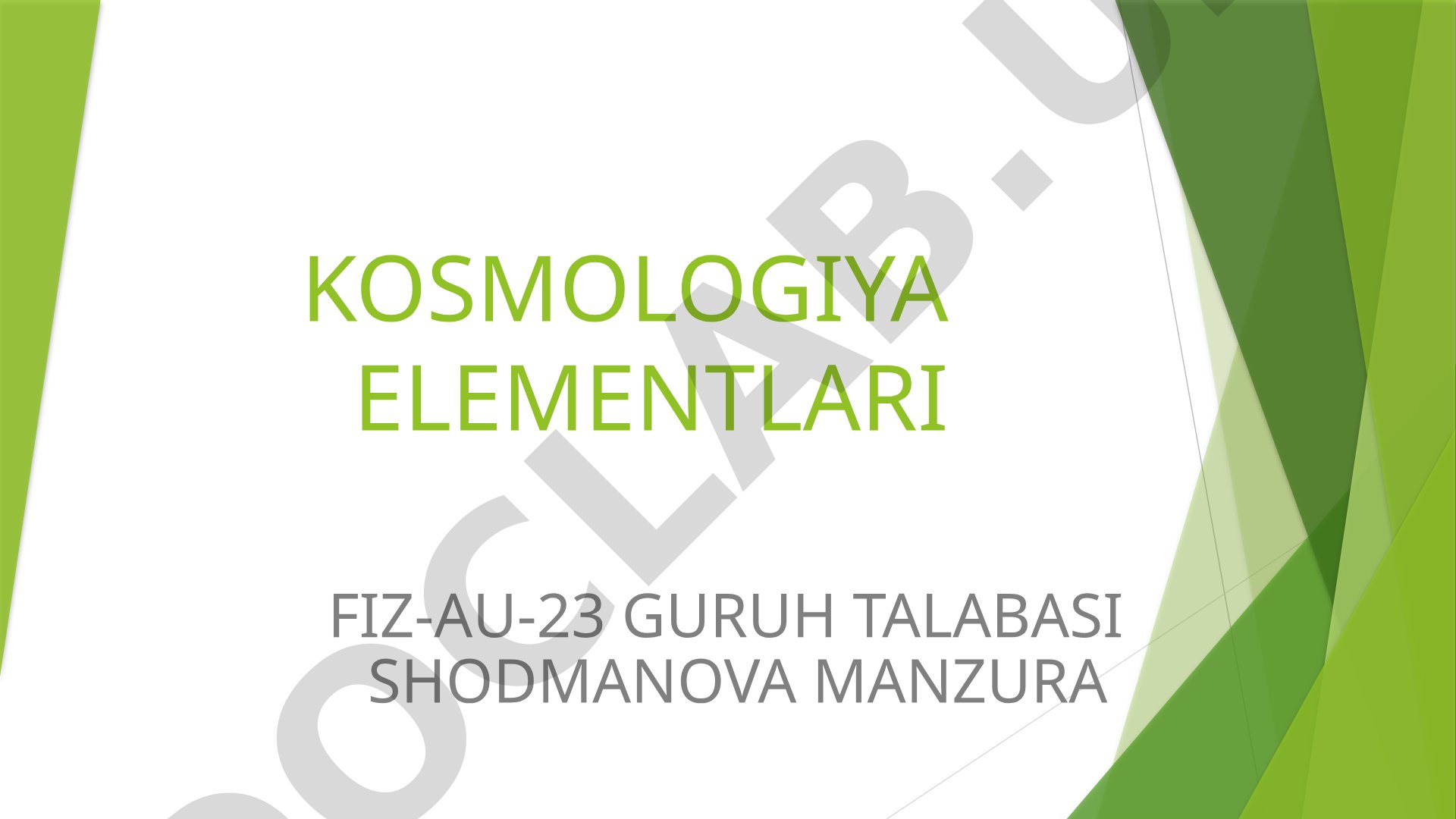 Kosmologiya, koinot tarkibi, yulduzlar va galaktikalar haqida taqdimot