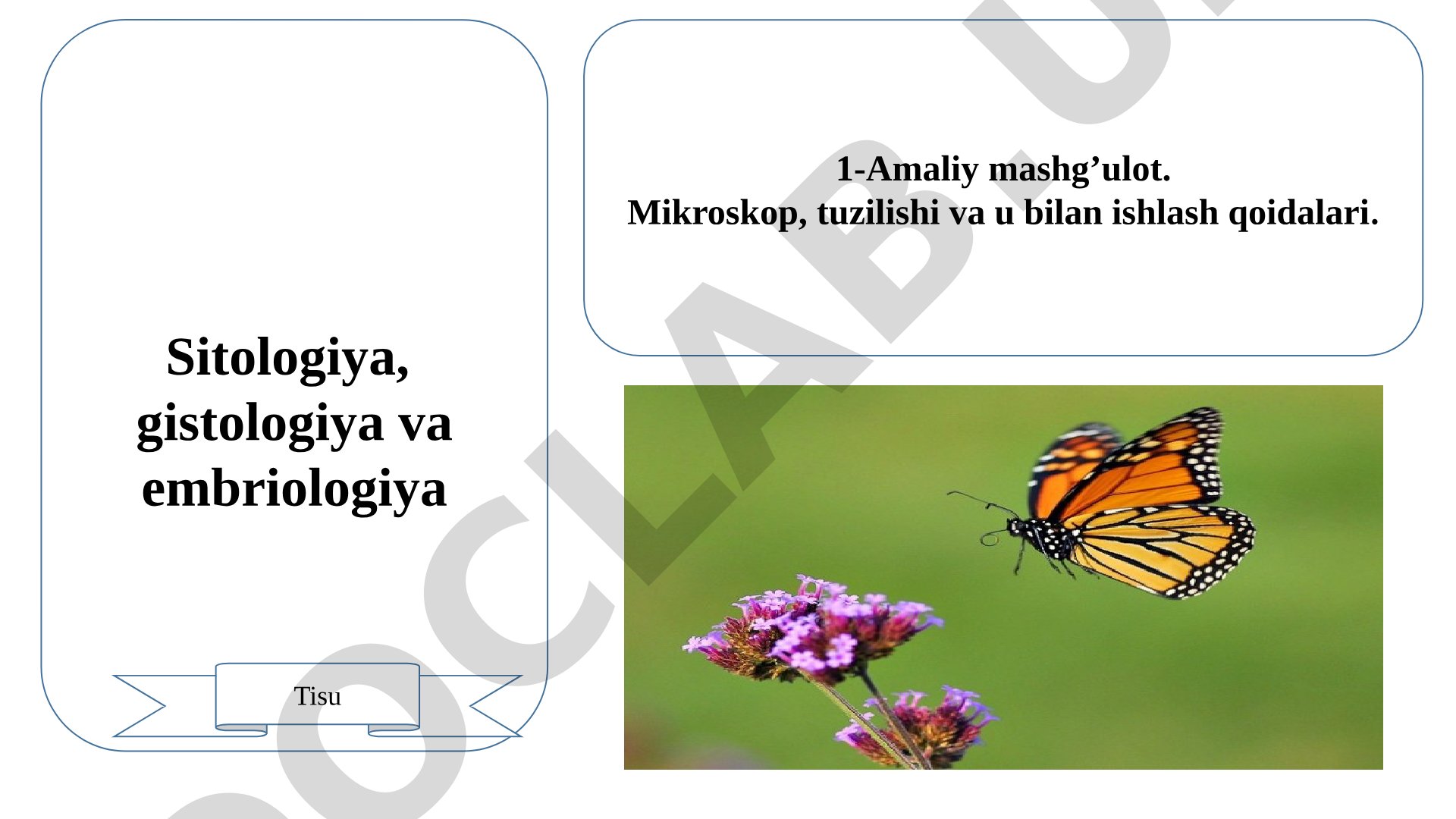 Sitologiya, gistologiya va embriologiya: Mikroskop tuzilishi va ishlash qoidalari