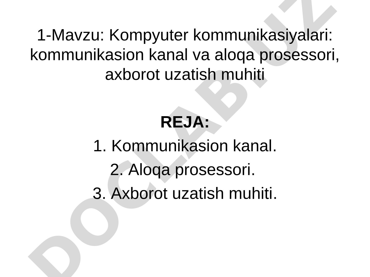 Kompyuter kommunikasiyalari: kommunikasion kanal va aloqa prosessori, axborot uzatish muhiti