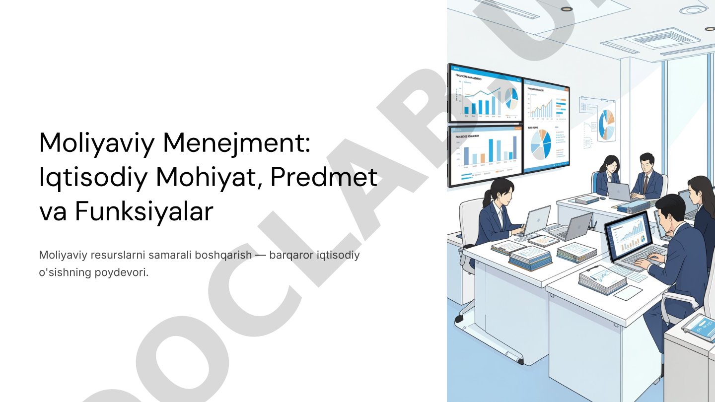 Moliyaviy Menejment: Iqtisodiy Mohiyat, Predmet va Funksiyalar