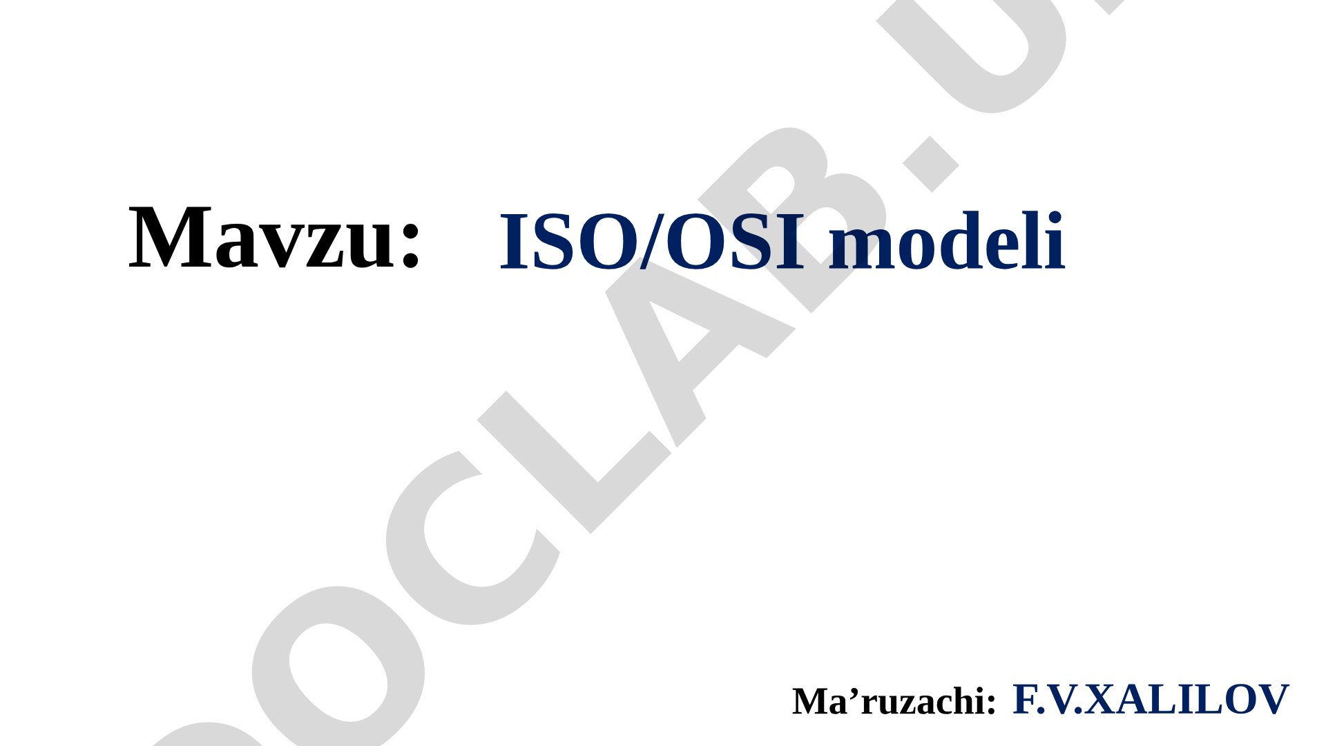 ISO/OSI modeli